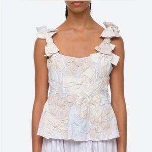 Sea New York Striped Bow Top - Cream and Blue